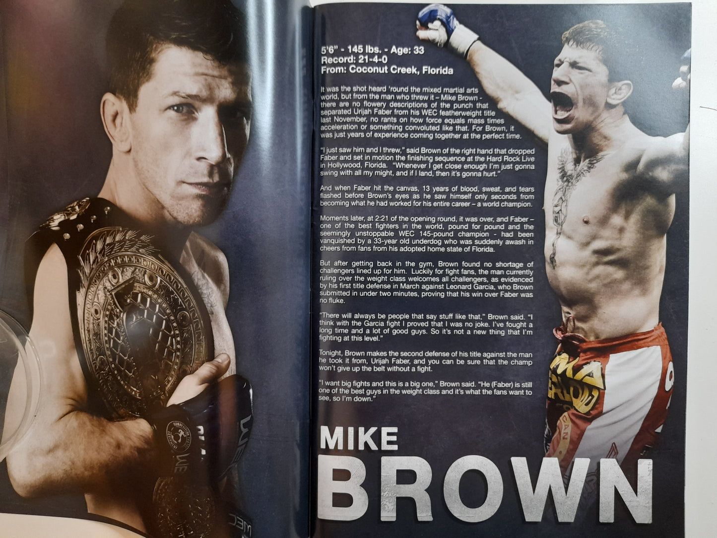 WEC World Extreme Cagefighting 41 - Brown Vs Faber 2 (2009) - Official Event Program [AUTOGRAPHED]