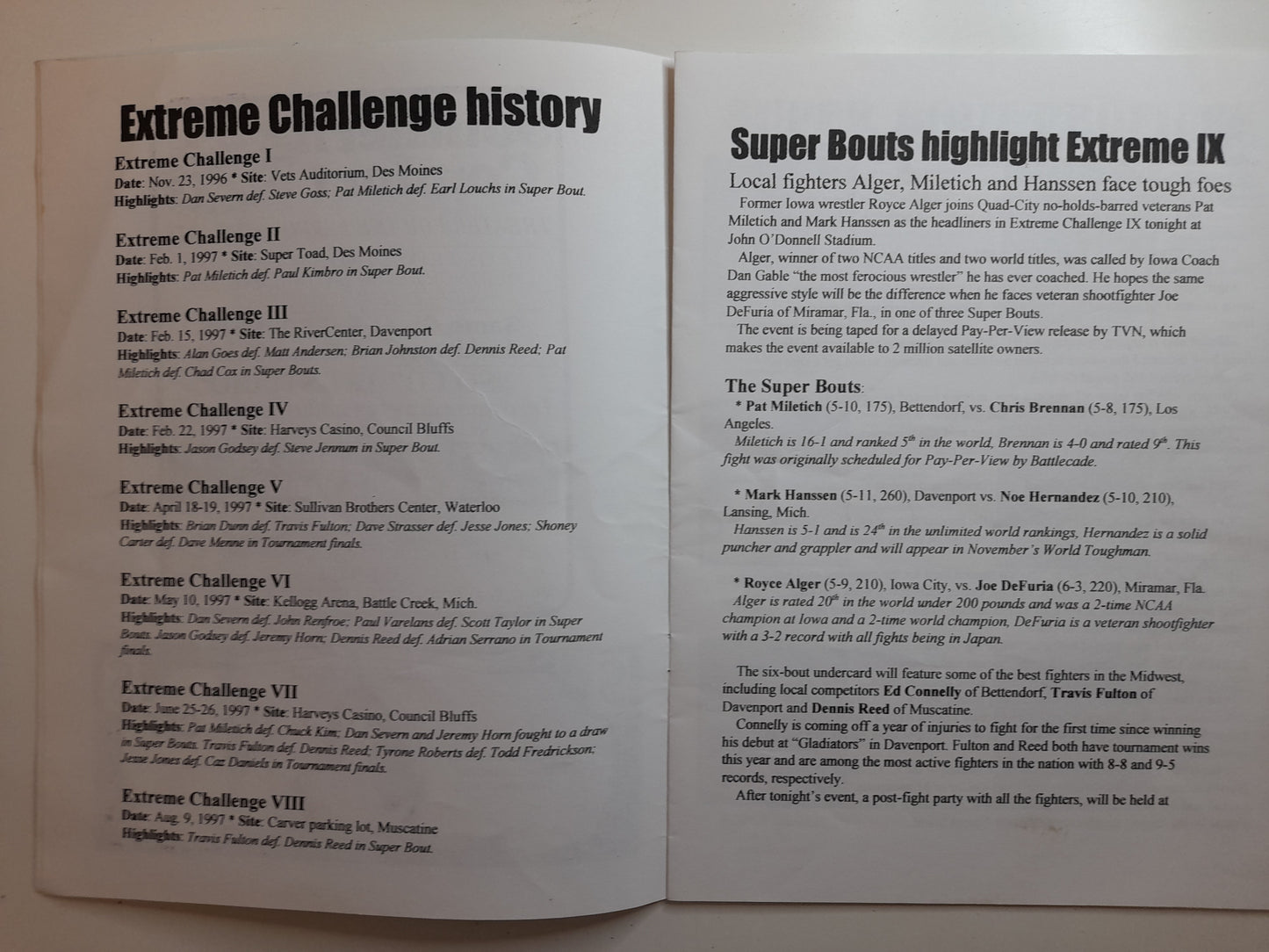 Extreme Challenge 9 (1997) - Official Event Program