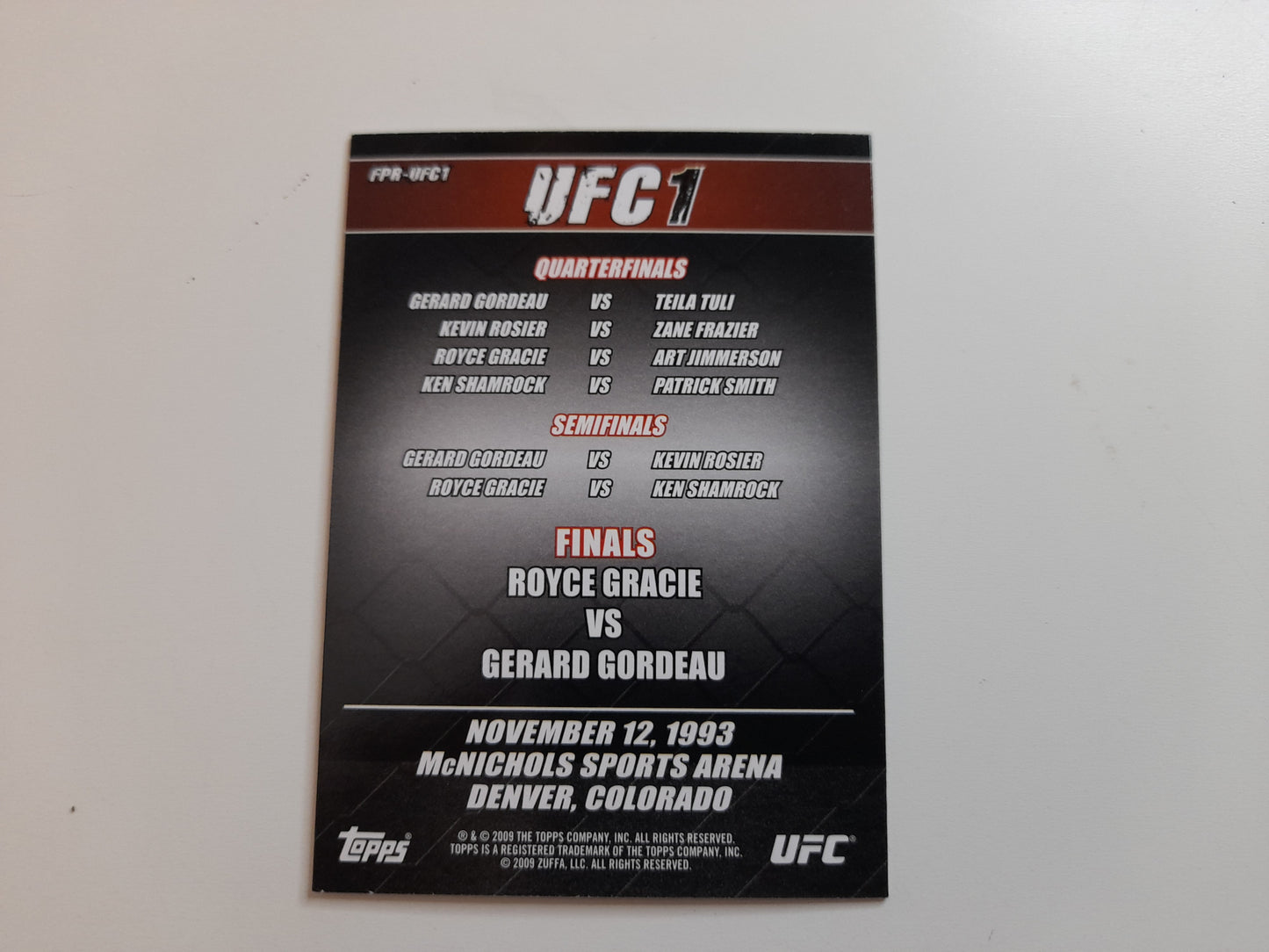 UFC 1 - #FPR-UFC1 - Topps Fight Poster Review 2009 -  Official Trading Card