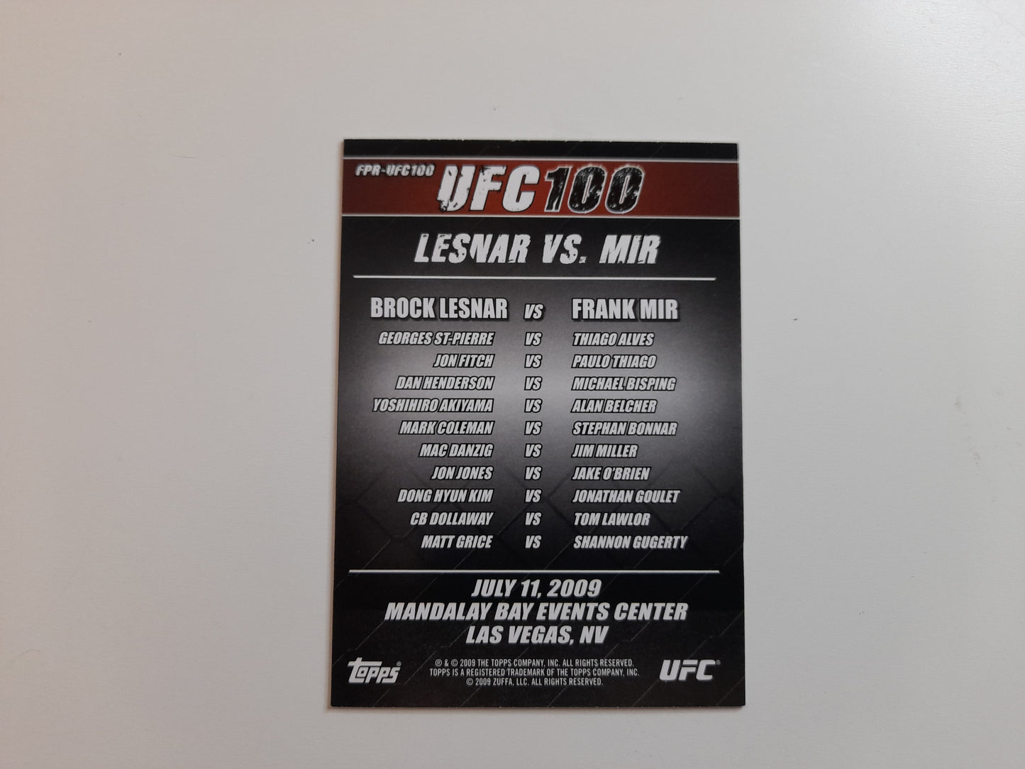 UFC 100 - #FPR-UFC100 - Topps Fight Poster Review 2009 -  Official Trading Card