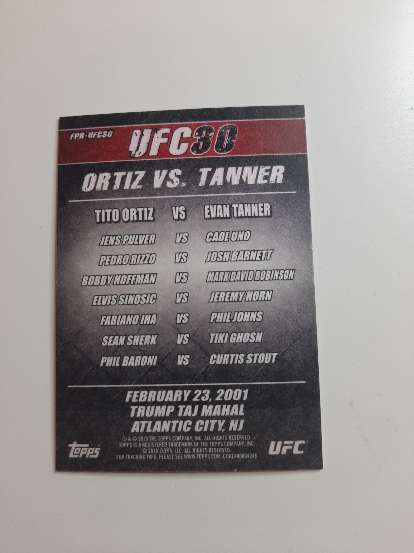 UFC 30 - #FPR-UFC30 - Topps Fight Poster Review 2010 -  Official Trading Card