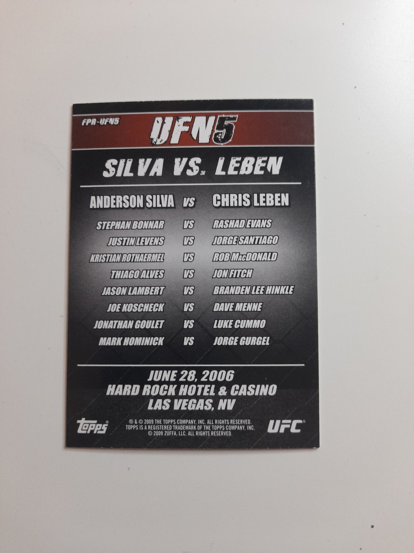 UFC Fight Night 5 - #FPR-UFN5 - Topps Fight Poster Review 2009 -  Official Trading Card