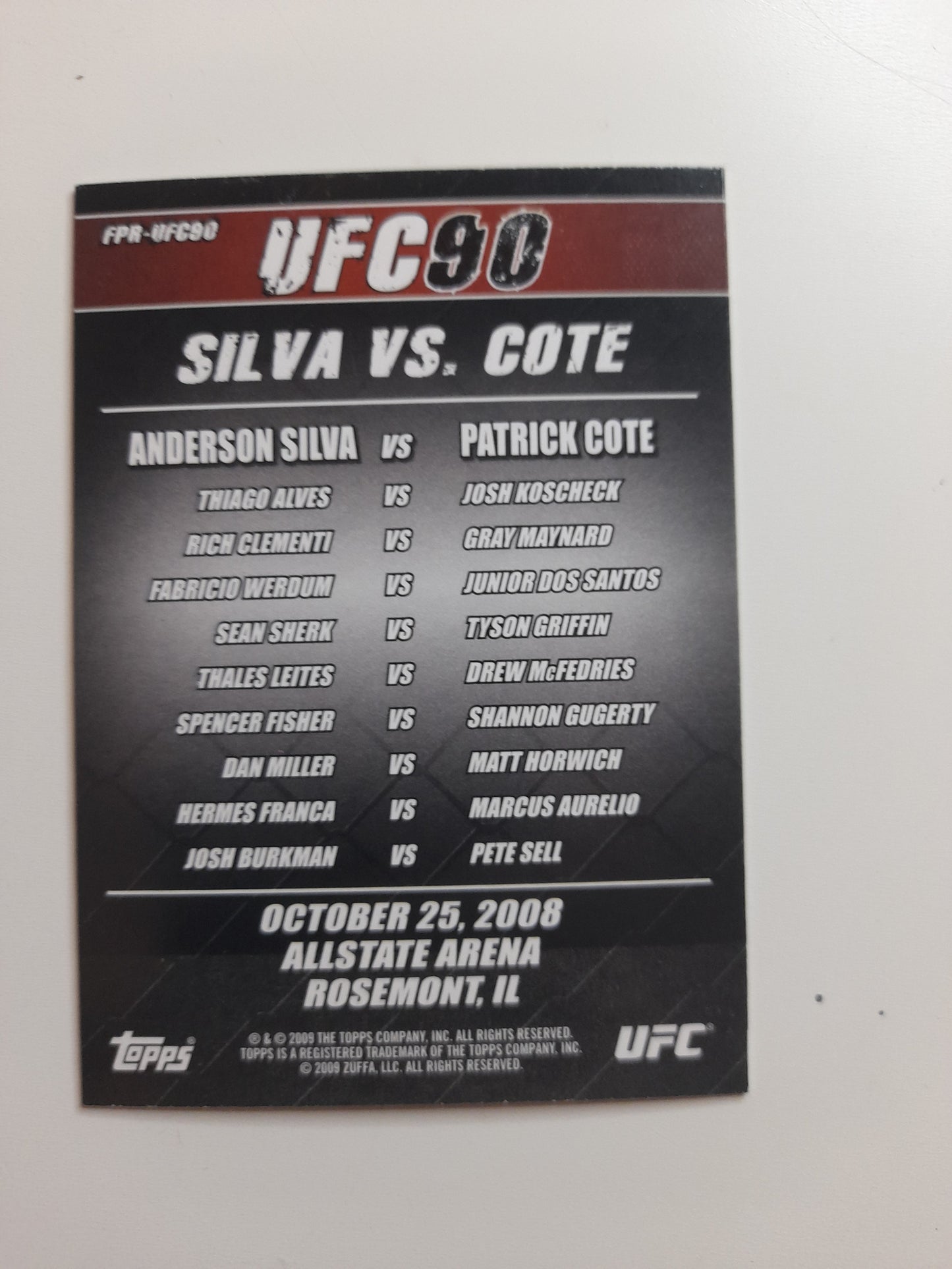 UFC 90 - #FPR-UFC90 - Topps Fight Poster Review 2009 -  Official Trading Card