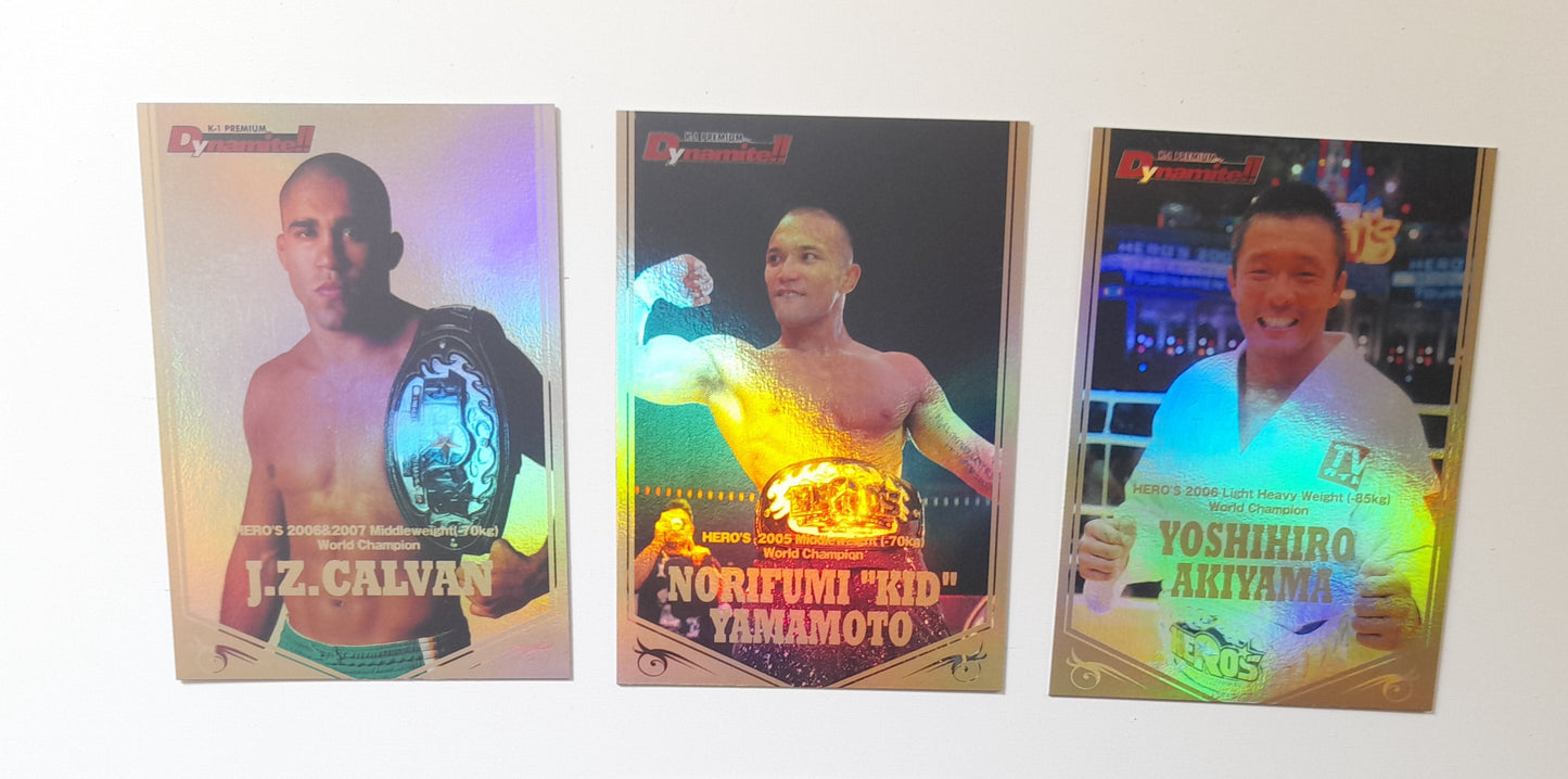 Complete 3x Card "Champions" Sub Set (#C01->#C03) - Epoch 2008 K-1 Premium DYNAMITE!! Official Trading Cards