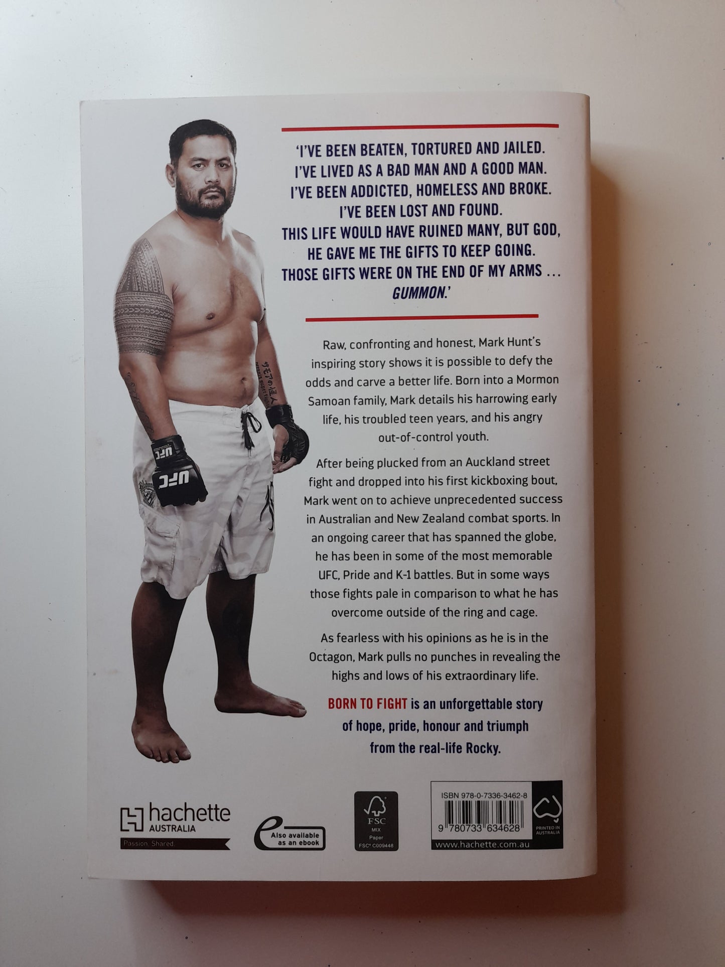 Mark Hunt - Born To Fight (2015) - Softcover Book [AUTOGRAPHED]