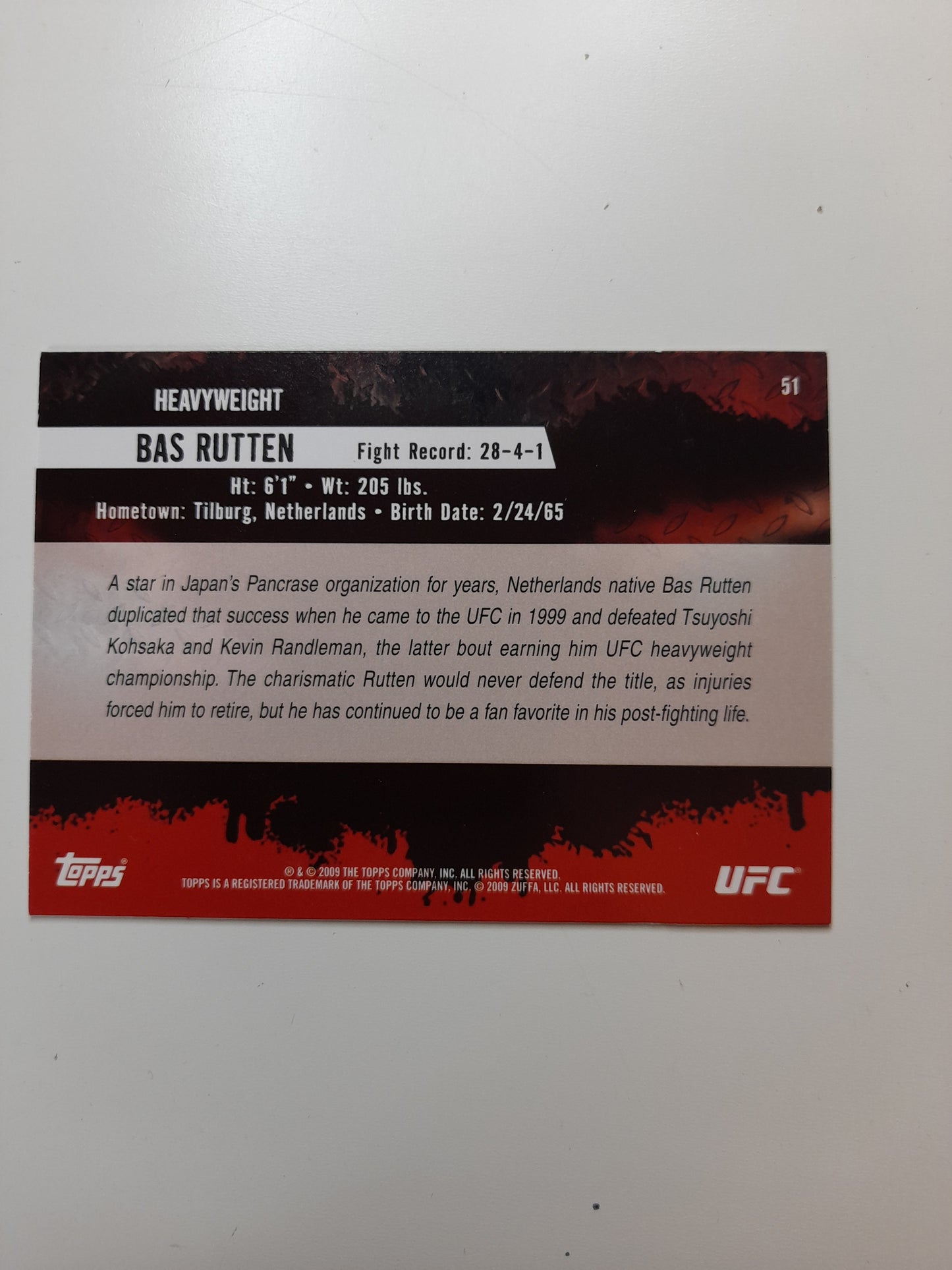 Bas Rutten #51 - Topps Round2 (2009) -  Official Trading Card