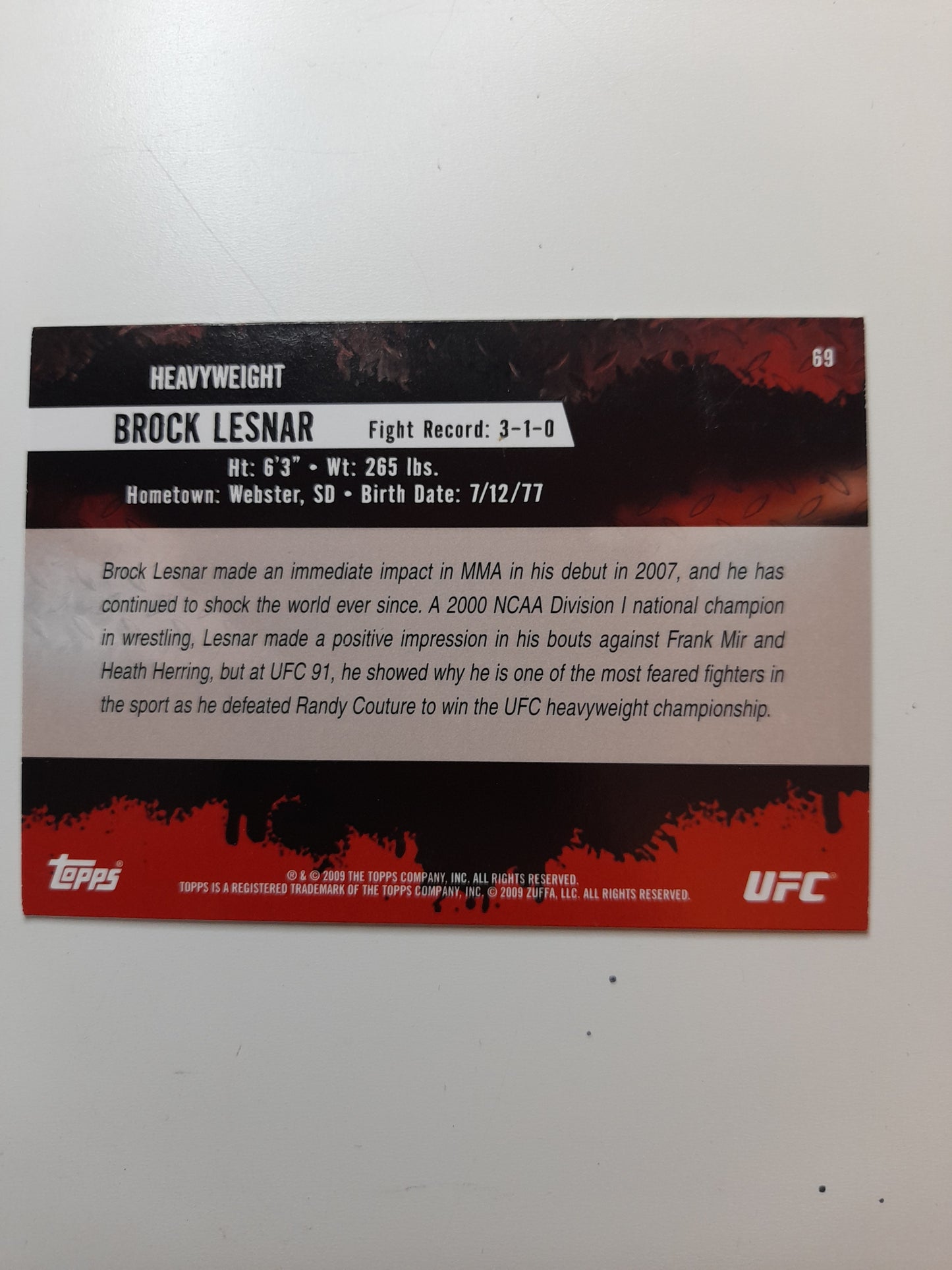 Brock Lesnar #69 - Topps Round2 (2009) -  Official Trading Card