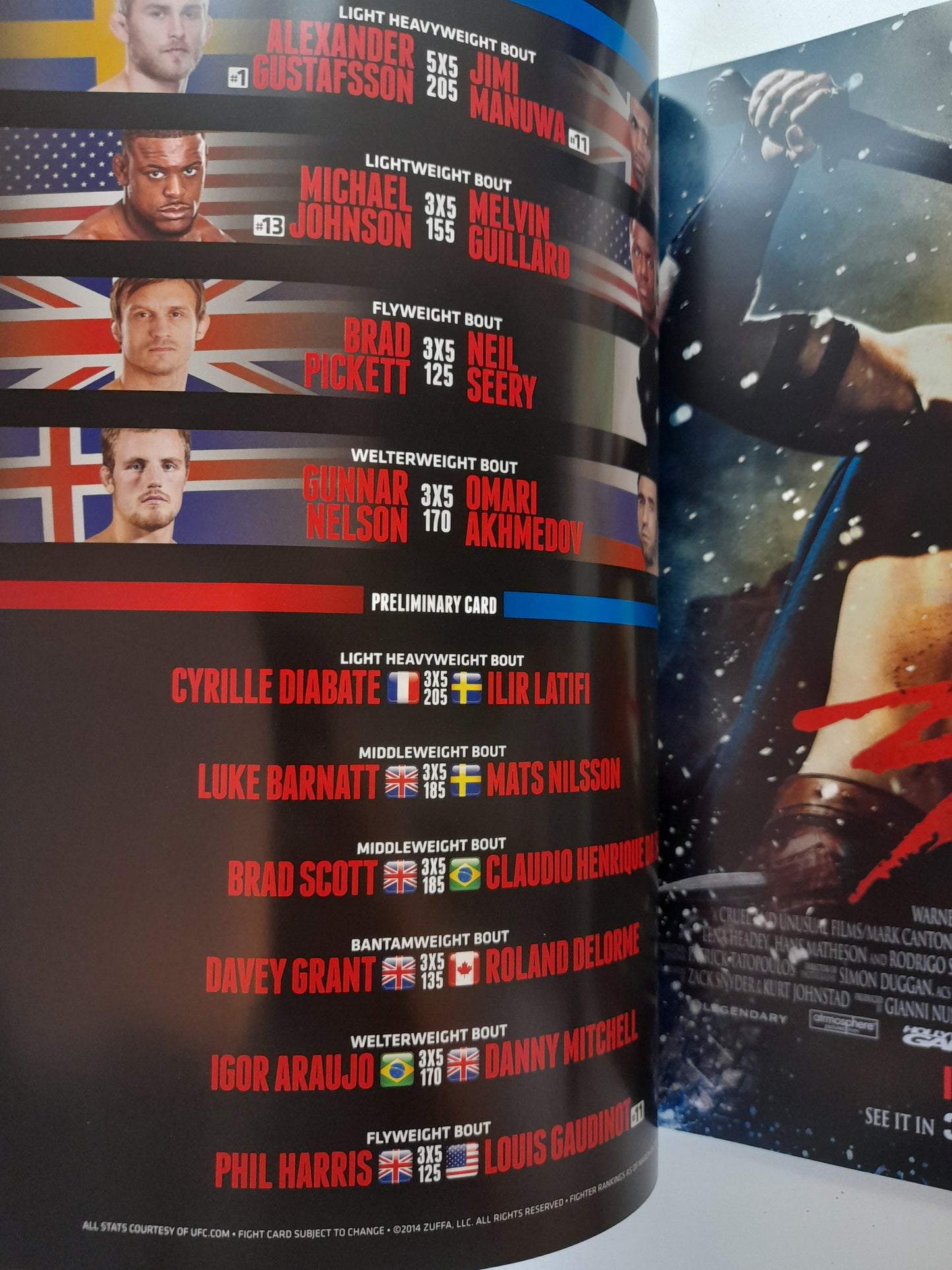 UFC Fight Night 37 - Gustafsson Vs Manuwa (2014) - Official Event Program (UK) [SALE]