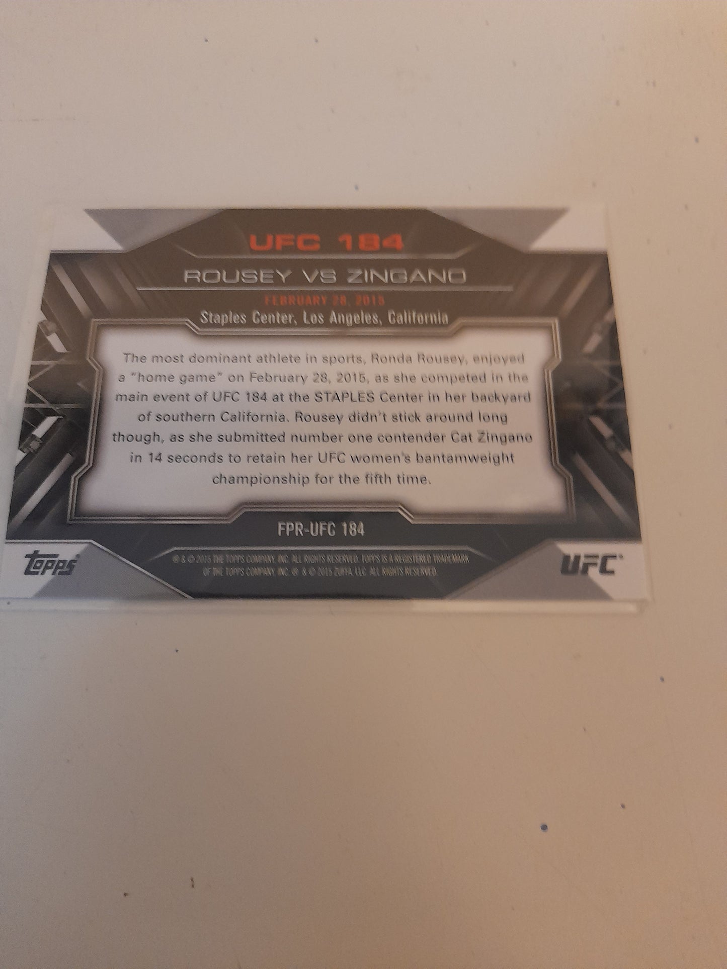 UFC 184 - #FPR-UFC184 - Topps Fight Poster Review 2015 -  Official Trading Card