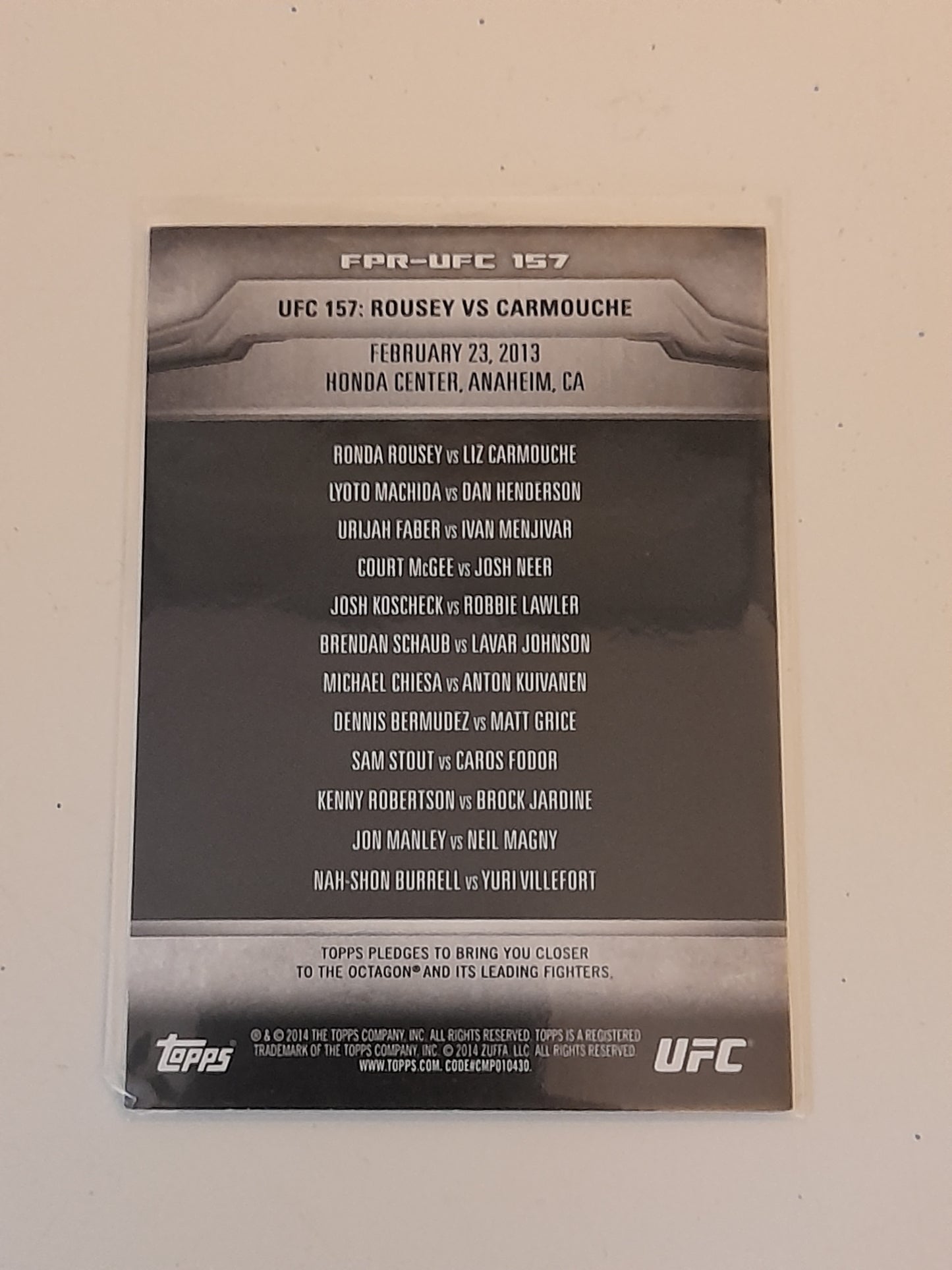 UFC 157 - #FPR-UFC157 - Topps Fight Poster Review 2014 -  Official Trading Card