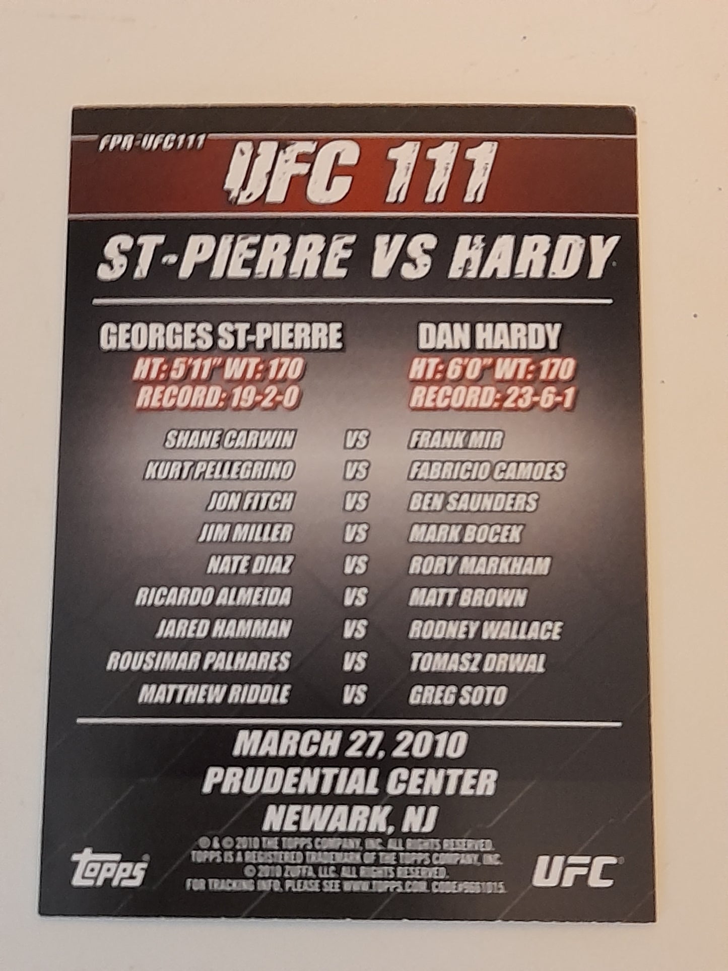 UFC 111 - #FPR-UFC111 - Topps Fight Poster Review 2015 -  Official Trading Card