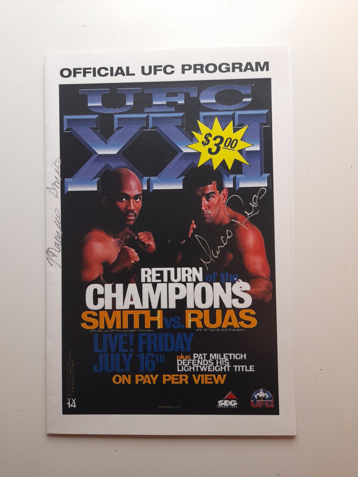 UFC 21 - Return of the Champions (1999) -  Official Event Program [AUTOGRAPHED]