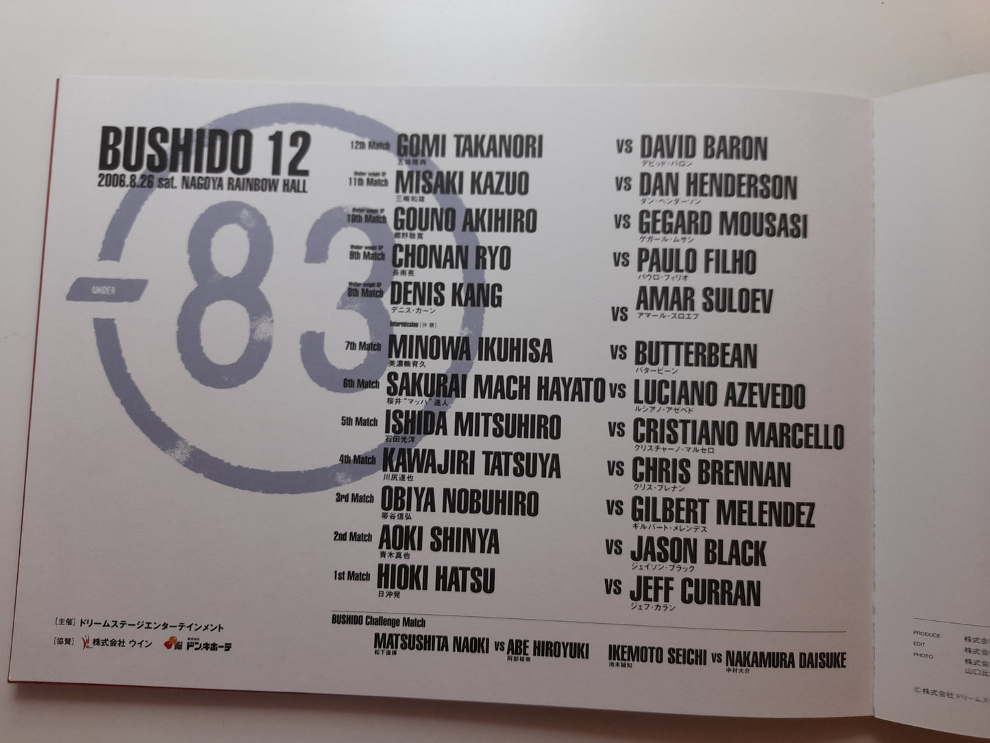 Pride Fighting Championship Bushido 12 (2006) - Official Event Program