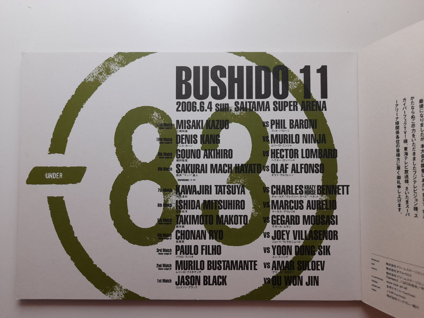 Pride Fighting Championship Bushido 11 (2006) - Official Event Program