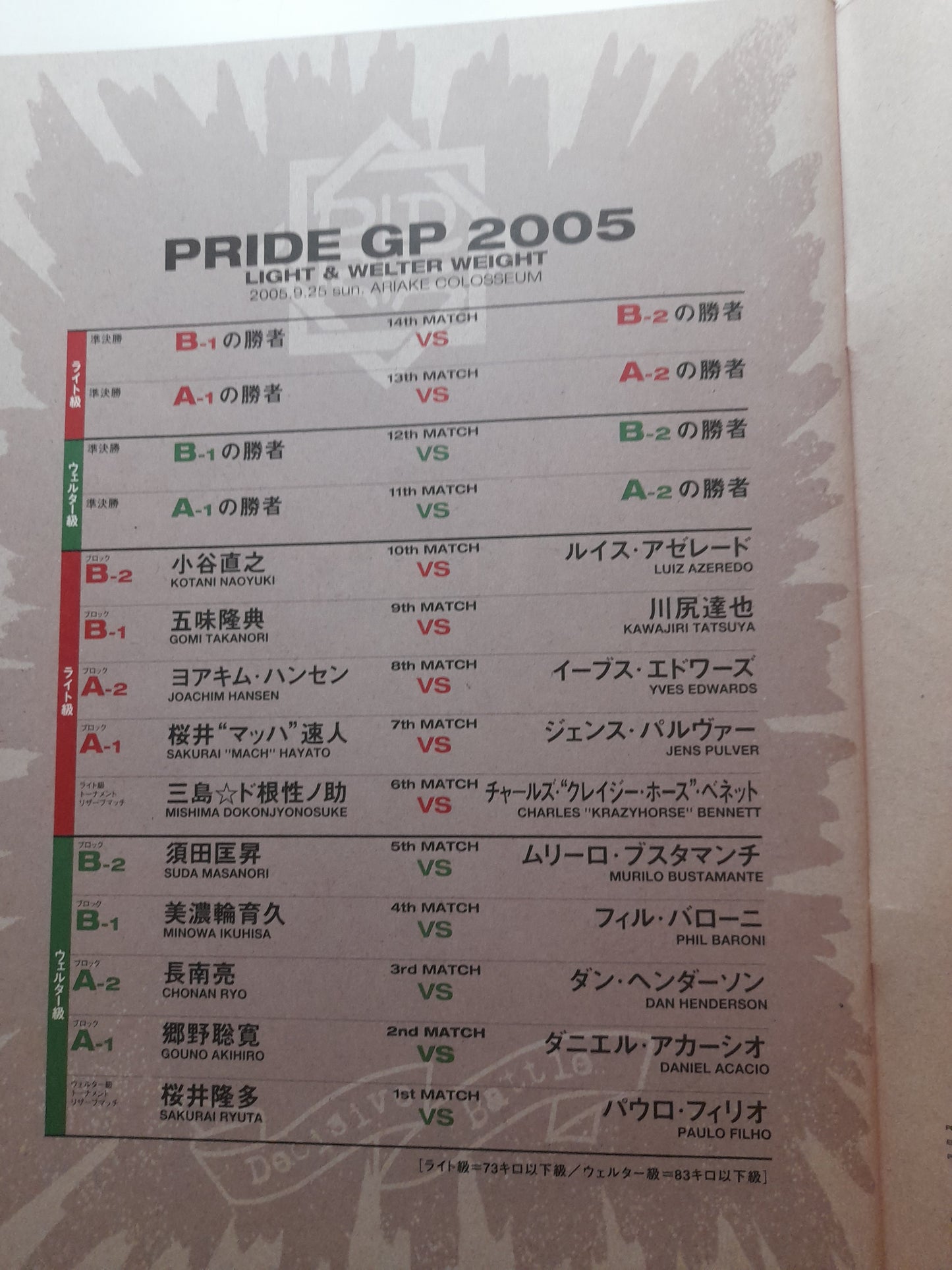 Pride Fighting Championship Bushido 9 (2005) - Official Event Program