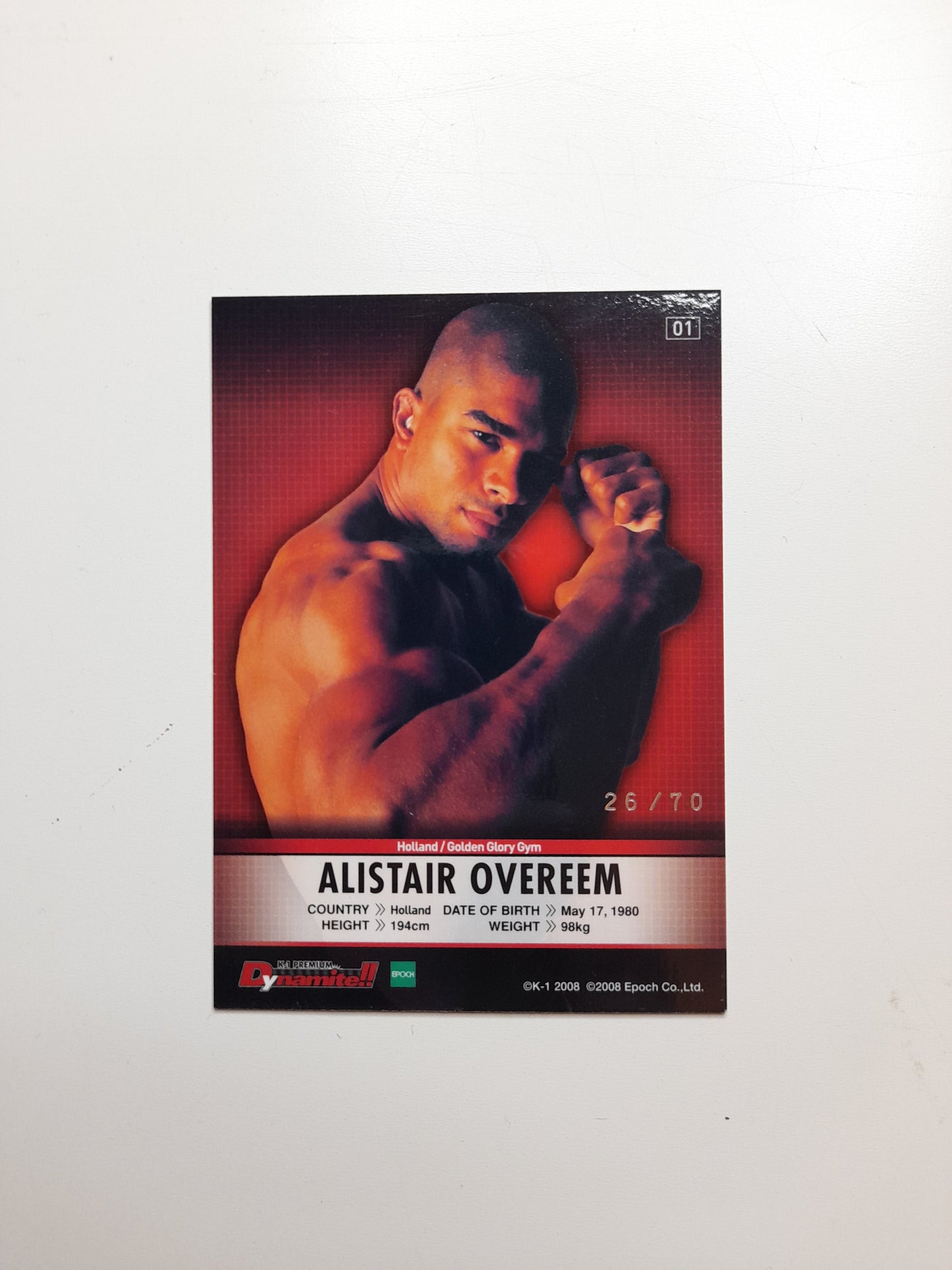 Alistair Overeem #01 - Silver Autograph Card #27/70 - Epoch K-1 Premium Dynamite!! 2008 Official Trading Cards