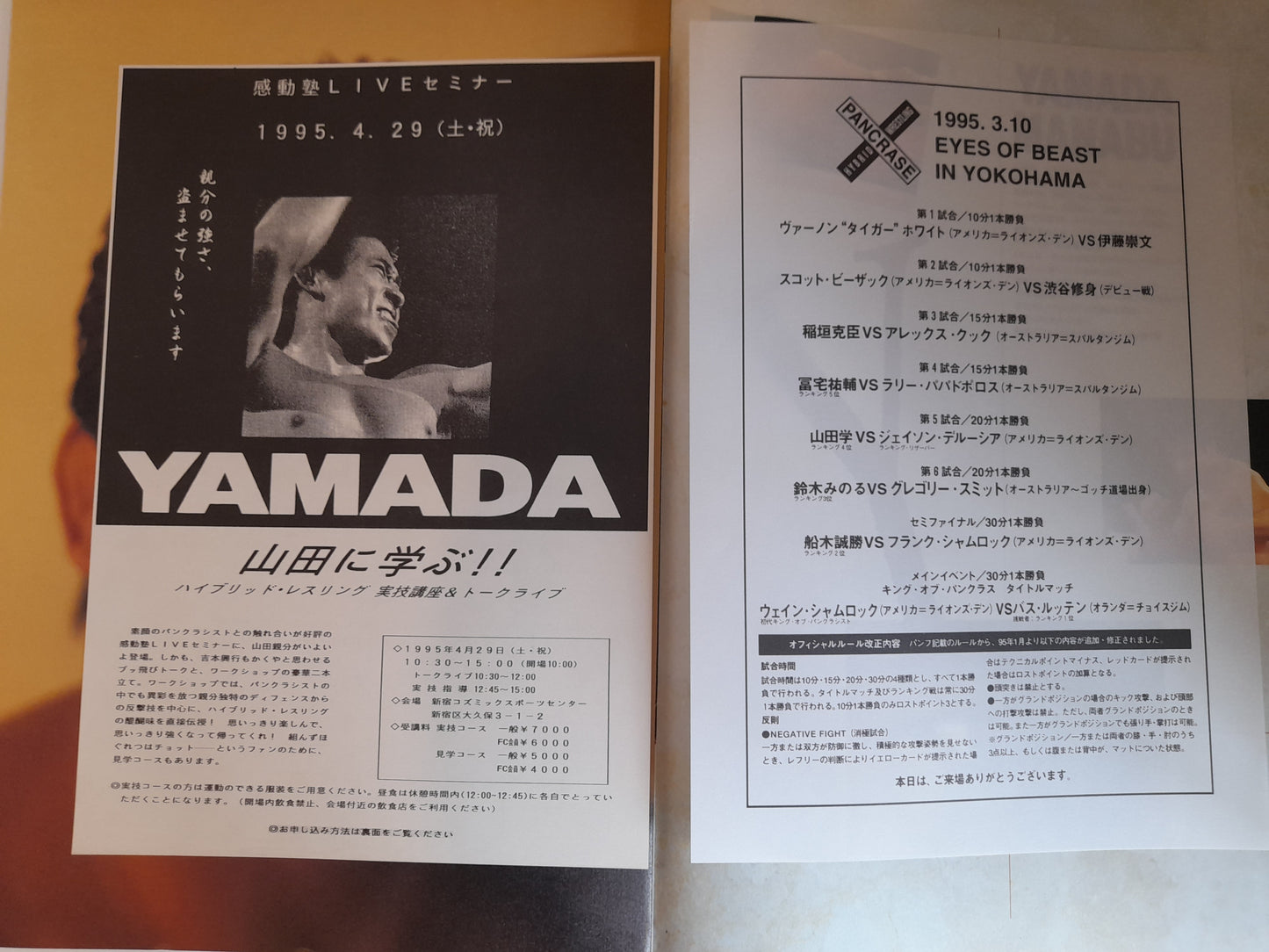 Pancrase Hybrid Wrestling - Eyes of the Beast Tour Vol 1 (1995) - Official Event Program