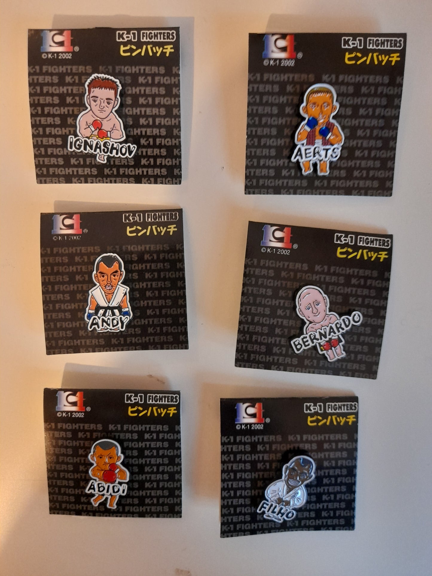 6x K-1 Kickboxing Fighters Official Pin Badges (2002)