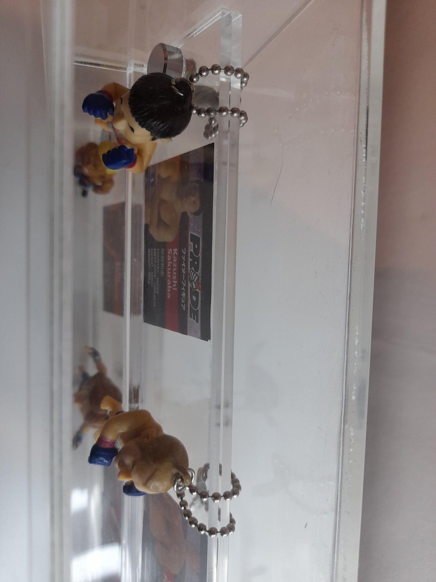 Complete Set of 7x Pride FC Mini Fighter Keychains with Clear Display Case & Logo