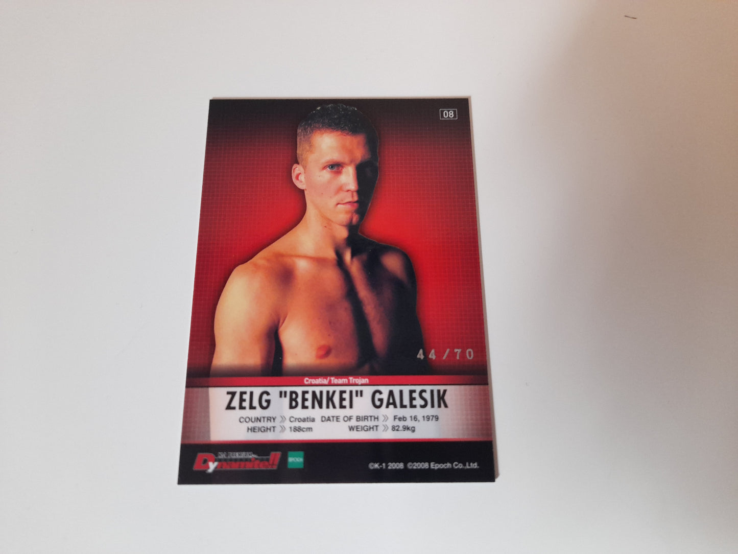 Zelg Galesic #08 - Silver Autograph Card #44/70 - Epoch K-1 Premium Dynamite!! 2008 Official Trading Cards