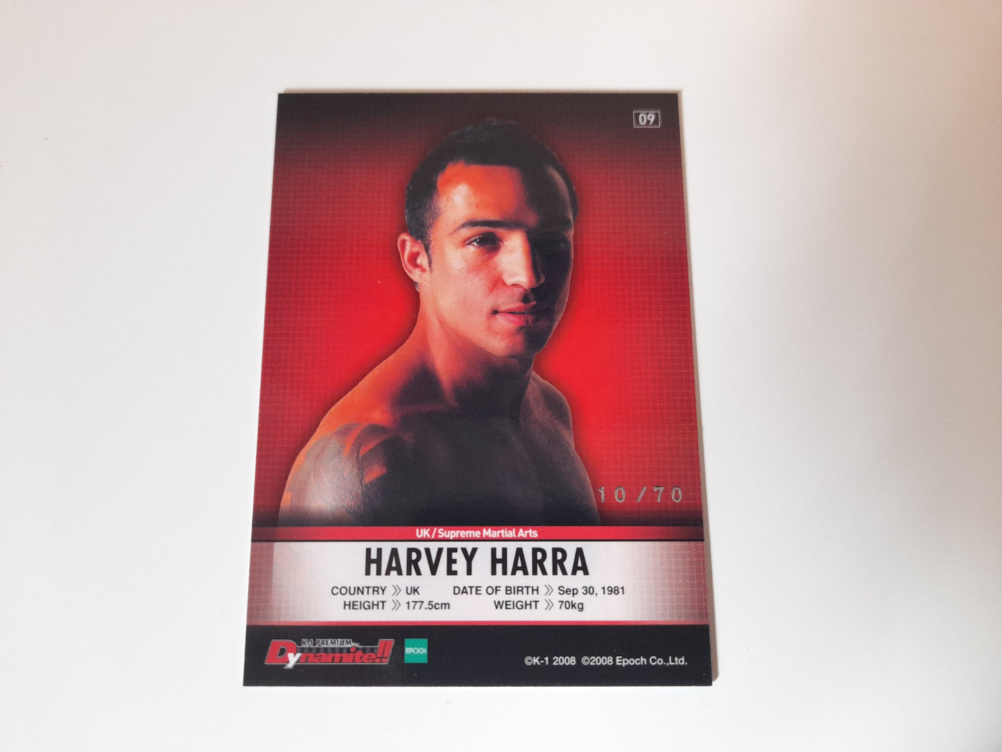 Harvey Harra #09 - Silver Autograph Card #10/70 - Epoch K-1 Premium Dynamite!! 2008 Official Trading Cards