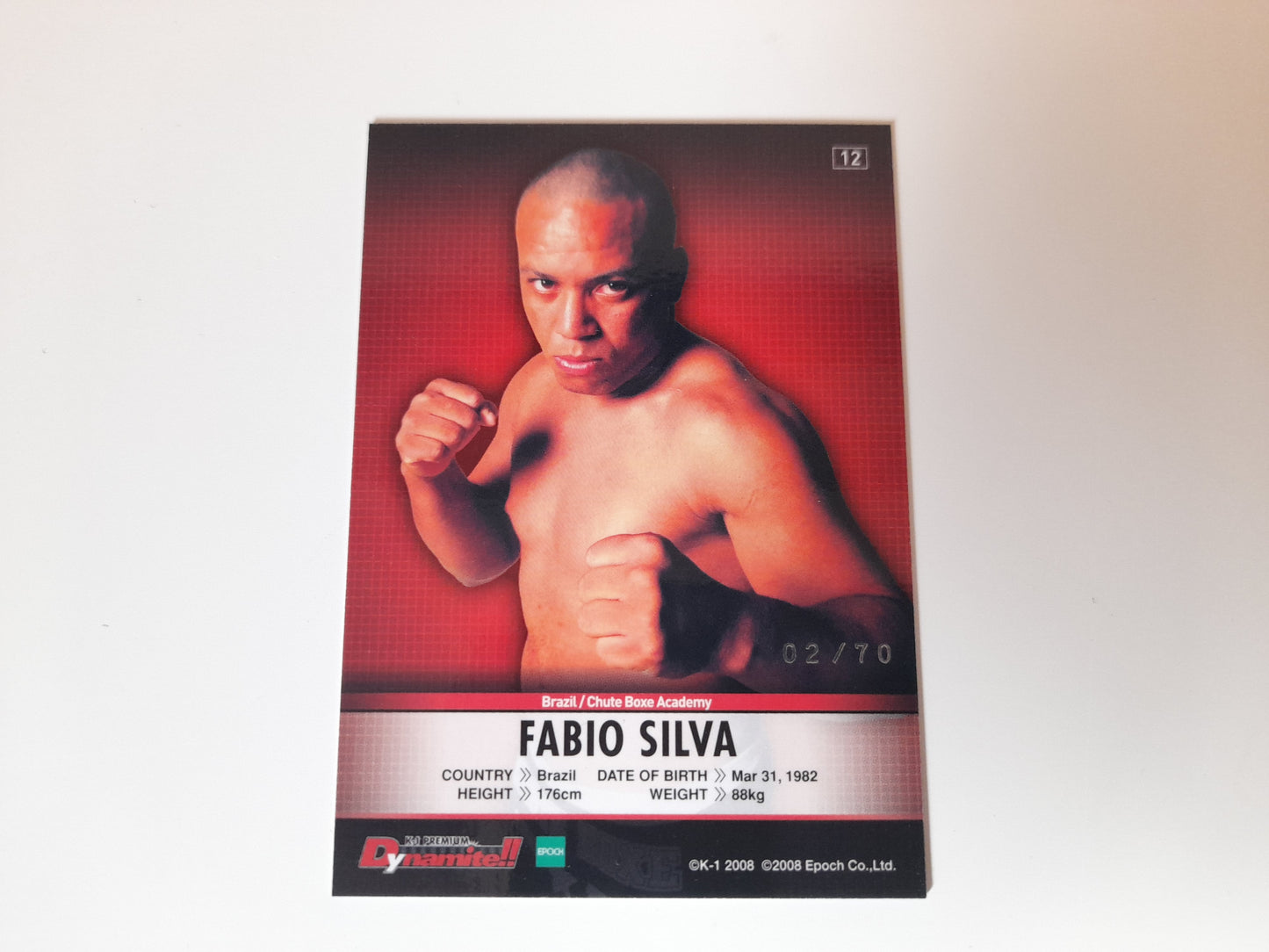 Fabio Silva #12 - Silver Autograph Card #02/70 - Epoch K-1 Premium Dynamite!! 2008 Official Trading Cards