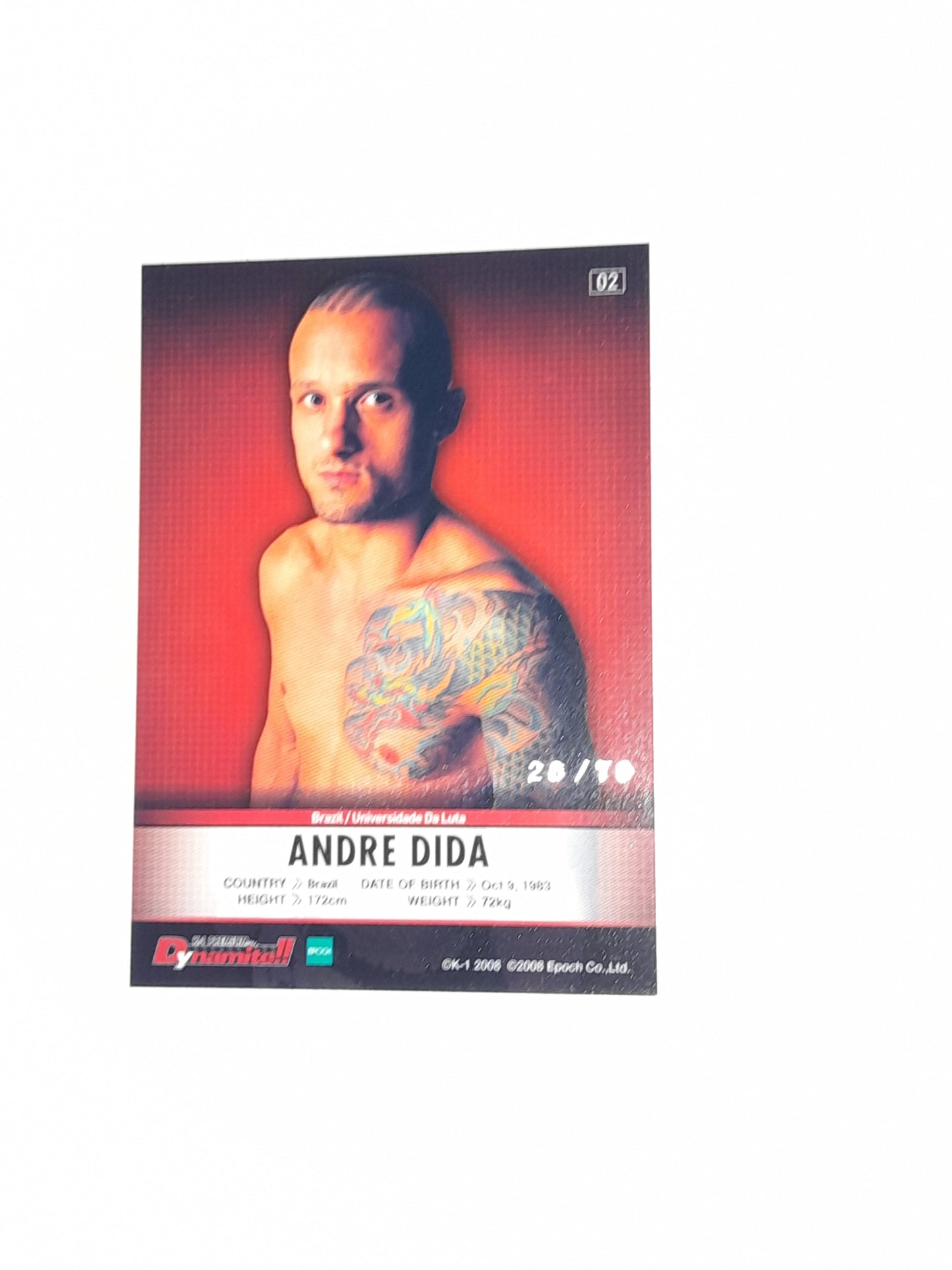 Andre Dida #02 - Silver Autograph Card #28/70 - Epoch K-1 Premium Dynamite!! 2008 Official Trading Cards