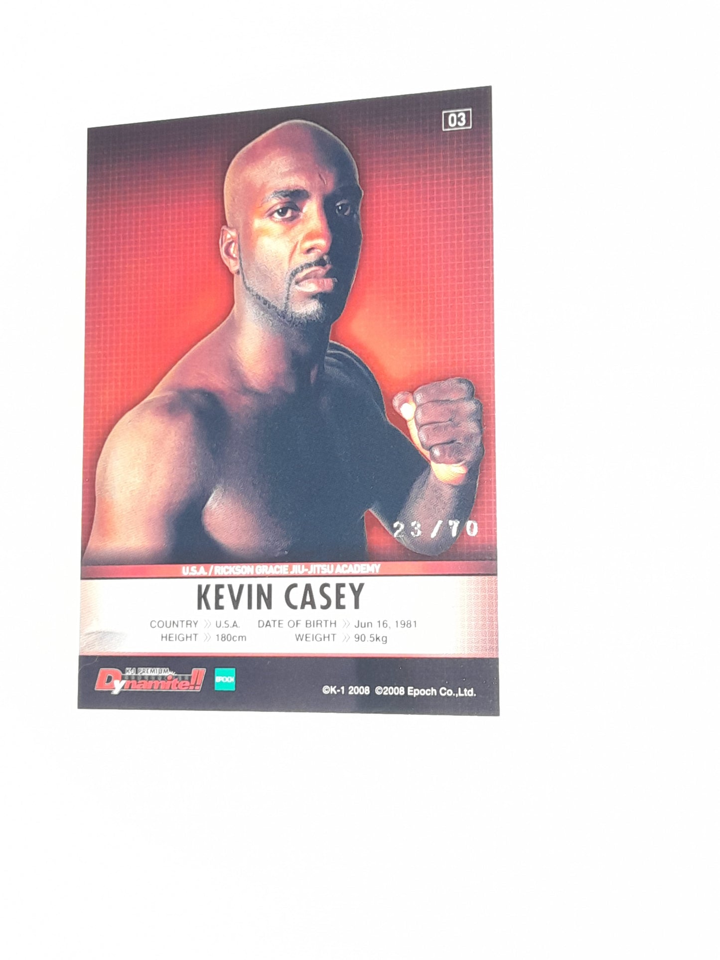 Kevin Casey #03 - Silver Autograph Card #23/70 - Epoch K-1 Premium Dynamite!! 2008 Official Trading Cards