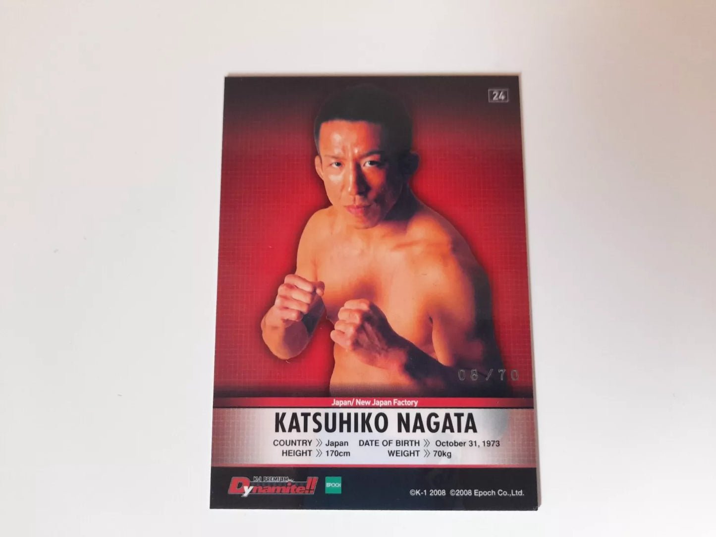 Katsuhiko Nagata #24 - Silver Autograph Card #42/70 - Epoch K-1 Premium Dynamite!! 2008 Official Trading Cards